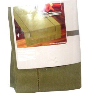 New Home Trends Hemstitch Table Runner 13" X 72" Olive Green Linen Cotton Blend